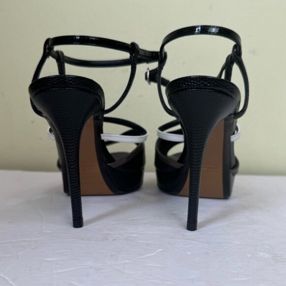 Fendi NEW Leather Logo Open Toe Strappy Platform Stiletto Heels Shoes Sandals 7 - Picture 6 of 16